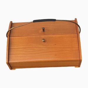 Mid-Century Wooden Sewing Box, 1950s