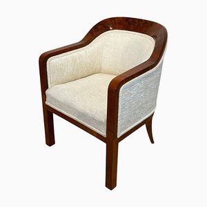 Biedermeier Bergege Chair in Walnut & Creme Velvet, Austria, 1840s