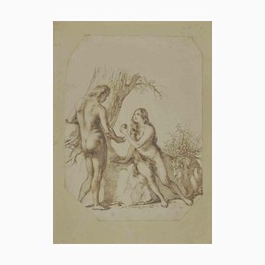 Luigi Sabatelli, Adán y Eva, dibujo, 1849