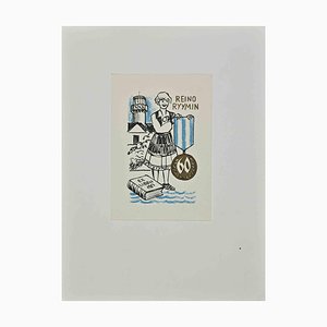 Ex Libris Reino Ryymin, Gravure sur bois, 1983