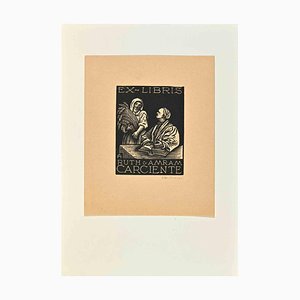 Ex Libris Ruth Amram Carciente, Gravure Sur Bois, Milieu Du 20e Siècle