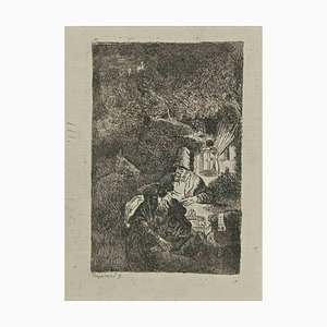 Charles Amand Durand after Rembrandt, The Rest on the Flight into Egypt, Engraving, 19th Century