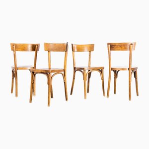 Bentwood Bar Back Dining Chairs, 1950s, Set of 4