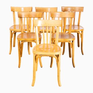 French Blonde Tri Back Bentwood Dining Chairs from Baumann, 1950s, Set of 6