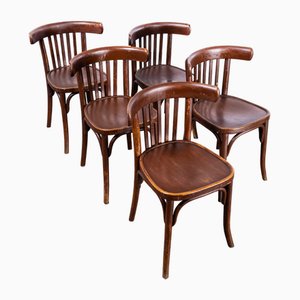 Dark Oak Bistro Chairs from Baumann, 1960s, Set of 5