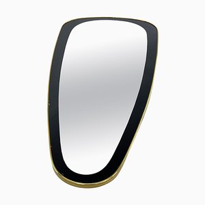 Kidney Shaped Wall Mirror with Wide Black Border, 1950s