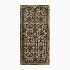 Alfombra de corredor Kilim Rose en negro