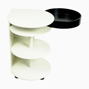 Italian Postmodern Circular Black and White Side Table or Nightstand, 1980s