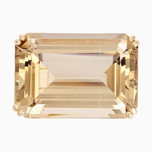 Brosche Anhänger aus 18 Karat Gelbgold mit Citrin im Smaragdschliff, 1960er