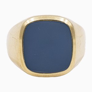 14 Karat Gelbgold Achat Ring, 1950er-1960er
