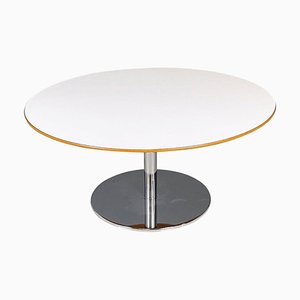 Table Basse Ronde Moderne en Bois Blanc et Métal, Italie, 1980s