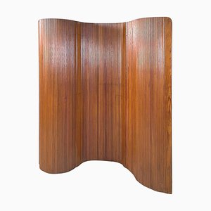 Mid-Century Art Deco French Self-Supporting Wooden Screen attributed to Baumann, 1950s