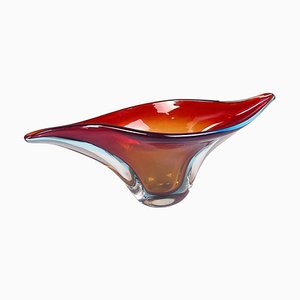 Centro de mesa italiano Mid-Century de cristal de Murano amarillo, rojo y azul, años 60