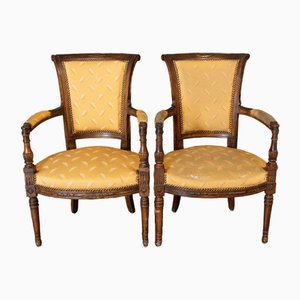 Early 19th Century Directoire Armchairs in Walnut, Set of 2