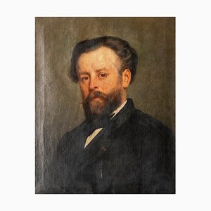 Jérome Ottoz, Portrait of a Bearded Man, 19th Century, Oil on Canvas, Framed