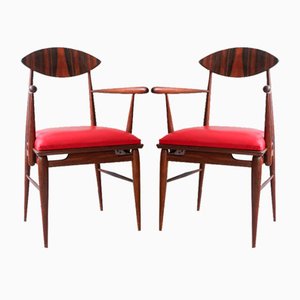 Set of Vintage Portuguese Armchairs in Sucupira Wood, 1950s