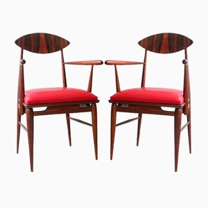 Vintage Portuguese Armchairs in Sucupira Wood, 1950s, Set of 2