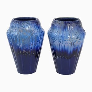 Französische Art Deco Vasen aus Keramik, 1920er, 2er Set