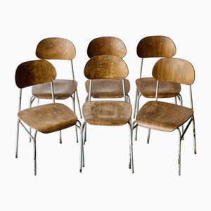 Vintage School Chairs, Set of 6