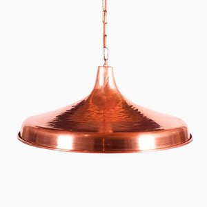 Lámpara colgante danesa de cobre martillado, años 50