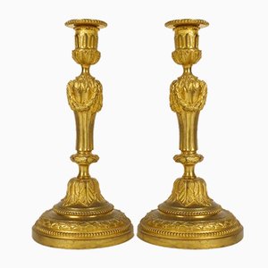 18th Century Louis XVI Bronze Candlesticks, Set of 2