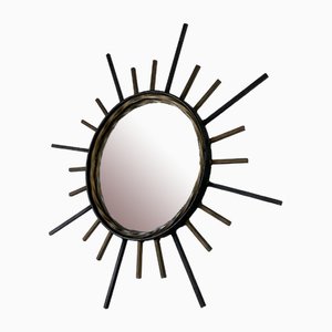 Specchio Sunburst vintage in metallo, anni '70