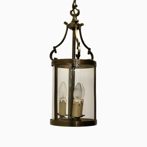 French Art Deco Brass Glass Lantern Hall Light, 1960s