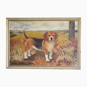 Hopper, Large Portrait of a Beagle, 1960s, Oil on Canvas, Framed