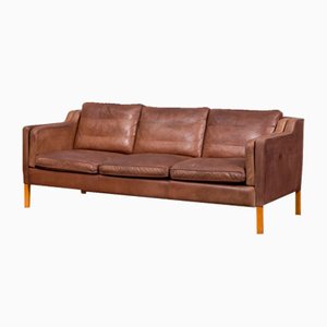 Vintage Brown Aniline Leather Sofa by Stouby, Denmark, 1970s