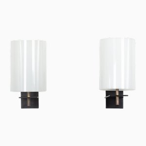 Metal, Brass and Acrylic Glass Sconces attributed to Georges Frydman for EFA, 1955, Set of 2