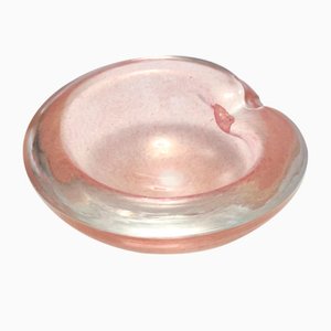 Vintage Peach Pink Murano Glass Ashtray with Gold Leaf by Alfredo Barbini, Italy, 1950s