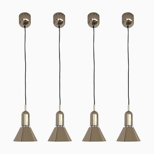 Long Model T-1142 Dorado Chandeliers from Estiluz, Barcelona, 1970s, Set of 4