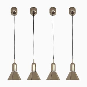 Long Model T-1142 Dorado Chandeliers from Estiluz, Barcelona, 1970s, Set of 4