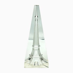 Obelisco de cristal de plomo con torre Eifell de Desna, República Checa, años 80