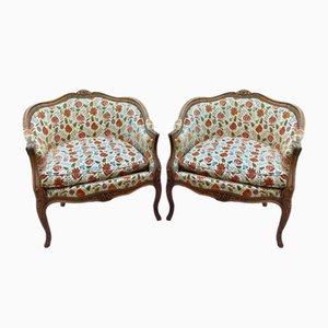Louis XV Sheepfold Lounge Chairs, Set of 2