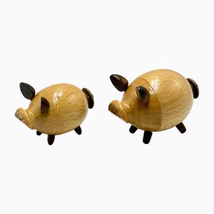 Salt and Pepper Pigs Shakers, 1970s, Set of 2