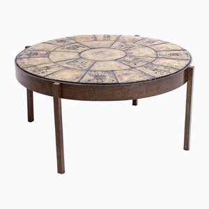 20th Century Circular Table in Wrought Iron & Enameled Ceramic by Jacques Blin