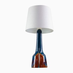 Lampada da tavolo moderna in ceramica blu e marrone di E. Johansen per Søholm, Danimarca, anni '60