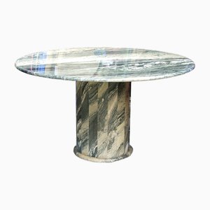 Rotondo in Green Marble Table with Column Structure, Italy, 1970s
