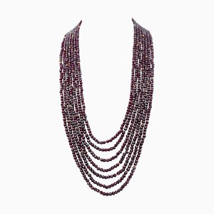 Multi-Strands Necklace with Garnets, 1970s