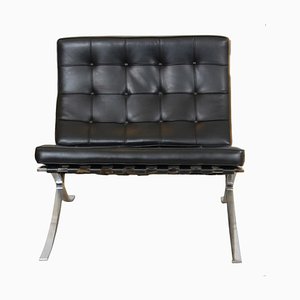 Barcelona Lounge Chair in Black Leather by Ludwig Mies van der Rohe, 2000s