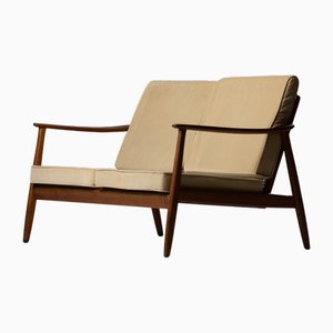 Teak and Rattan Sofa by Folke Ohlsson for Dux, 1960s