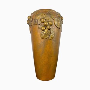 Große goldene Jugendstil Keramik Terrakotta Vase von Desrousseaux, Frankreich, 1900er
