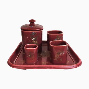 Posaceneri Napoleone III in terracotta rossa di De Bruyn Fives, Francia, metà XIX secolo, set di 5