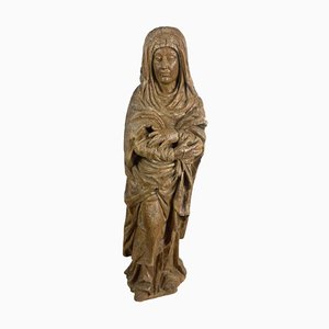 French Artist, Carved Sculpture of Saint, Late 1600s-Early 1700s, Natural Wood