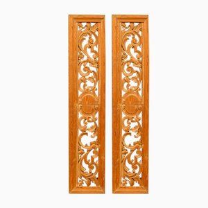 Victorian Pine Pierced Foliate Panels, Set of 2