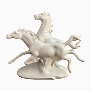 Vintage Porcelain Figurine of Horses from Gräfenthal, GDR, 1960