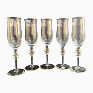 German Crystal Champagne Glasses by Gallo, 1980s, Set of 5