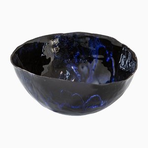 Decorative Bowl in Blue Glazed Ceramic by Fausto Melotti, 1965