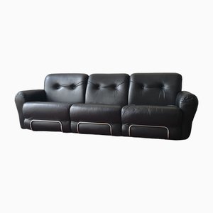 Vintage Sofa in Black Leather, 1970s